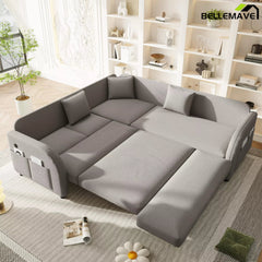 Gray pull out sofa bed front view