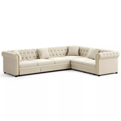 Bellemave® L-Shaped Sleeper Sofa with Pull Out Bed, Convertible Velvet Sectional Couch with Deep Seating and Chesterfield Style - Bellemave