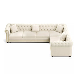 Bellemave® L-Shaped Sleeper Sofa with Pull Out Bed, Convertible Velvet Sectional Couch with Deep Seating and Chesterfield Style - Bellemave