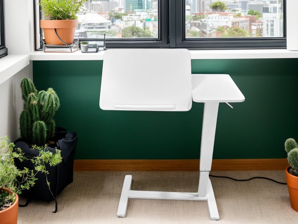 Bellemave® Laptop Stand for Bed Tilting Overbed Table with Wheels, Height Adjustable Tray Bedside Table for Laptop Bed Sofa, WALNUT - Bellemave