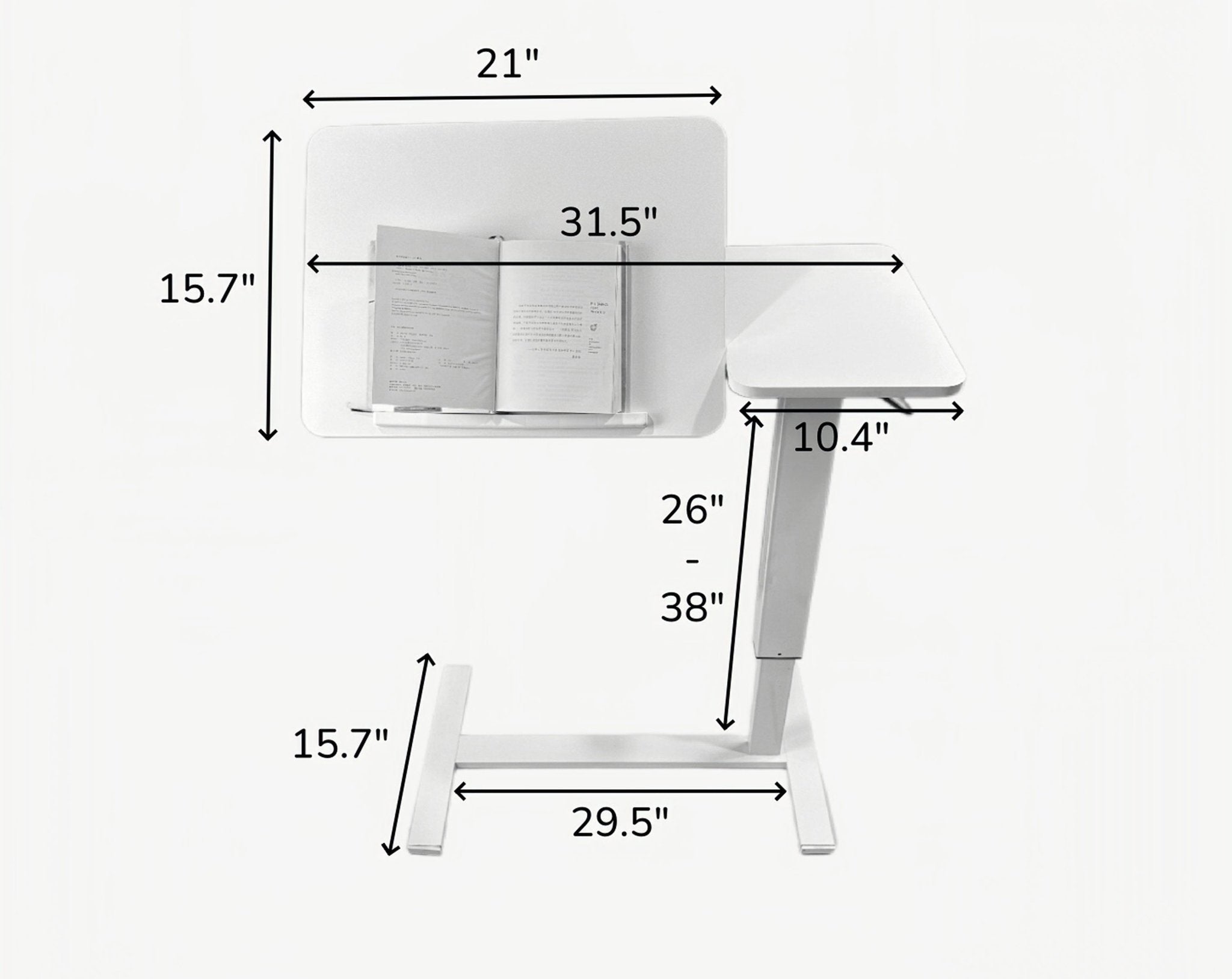 Bellemave® Laptop Stand for Bed Tilting Overbed Table with Wheels, Height Adjustable Tray Bedside Table for Laptop Bed Sofa, WALNUT - Bellemave