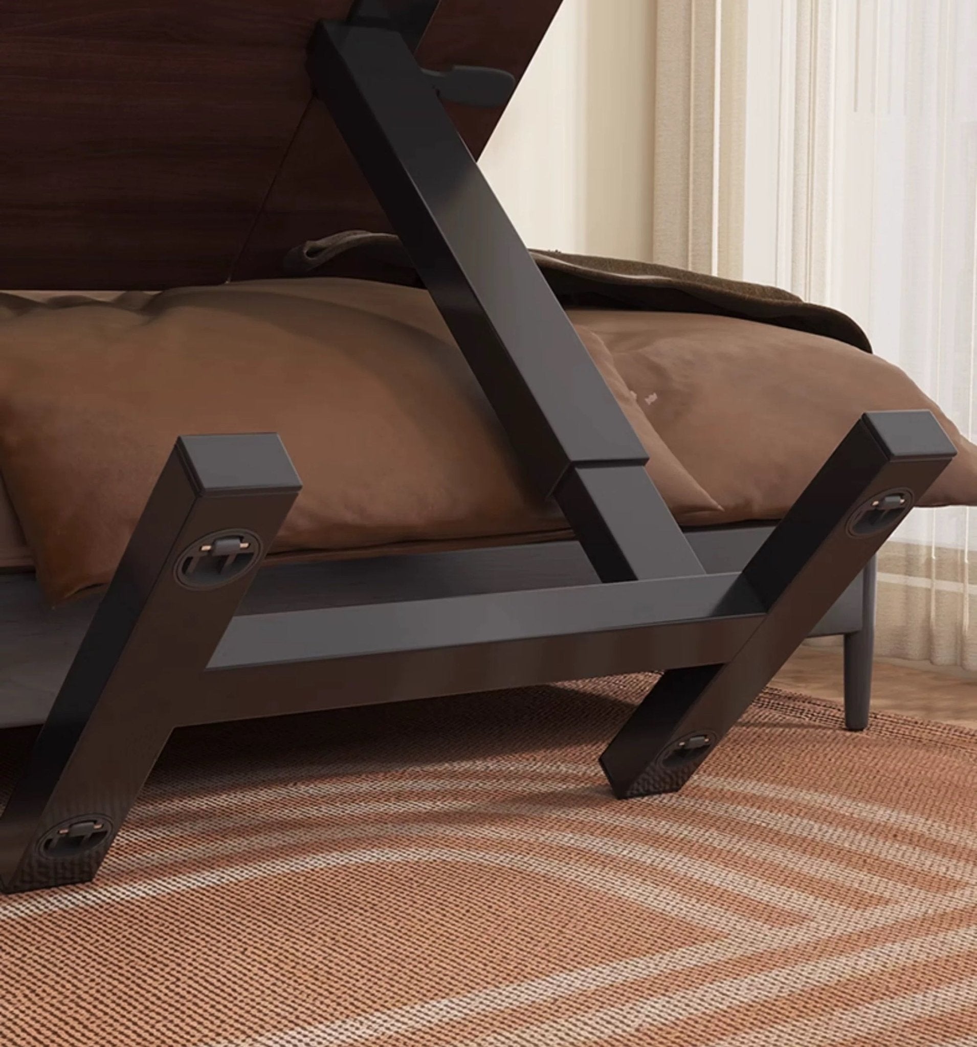 Bellemave® Laptop Stand for Bed Tilting Overbed Table with Wheels, Height Adjustable Tray Bedside Table for Laptop Bed Sofa, WALNUT - Bellemave