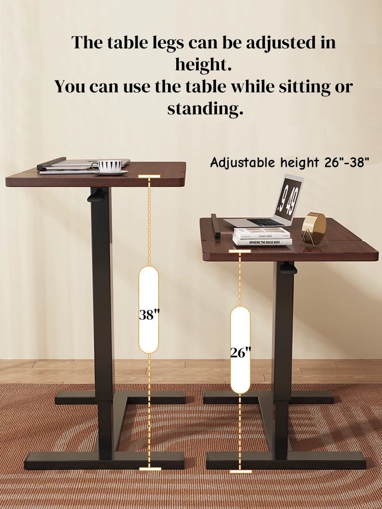 Bellemave® Laptop Stand for Bed Tilting Overbed Table with Wheels, Height Adjustable Tray Bedside Table for Laptop Bed Sofa, WALNUT - Bellemave