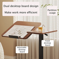 Bellemave® Laptop Stand for Bed Tilting Overbed Table with Wheels, Height Adjustable Tray Bedside Table for Laptop Bed Sofa, WALNUT - Bellemave