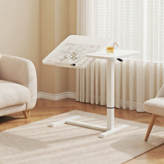 Bellemave® Laptop Stand for Bed Tilting Overbed Table with Wheels, Height Adjustable Tray Bedside Table for Laptop Bed Sofa, WALNUT - Bellemave