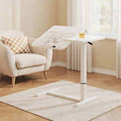 Bellemave® Laptop Stand for Bed Tilting Overbed Table with Wheels, Height Adjustable Tray Bedside Table for Laptop Bed Sofa, WALNUT - Bellemave