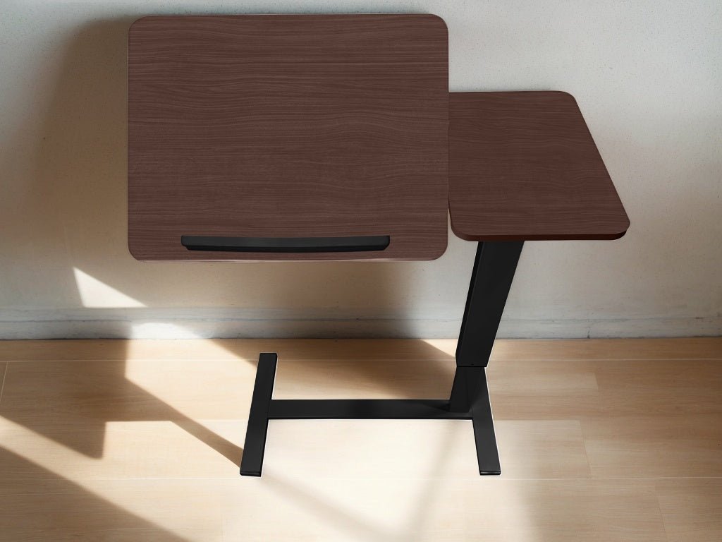 Bellemave® Laptop Stand for Bed Tilting Overbed Table with Wheels, Height Adjustable Tray Bedside Table for Laptop Bed Sofa, WALNUT - Bellemave