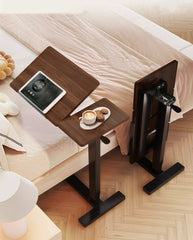 Bellemave® Laptop Stand for Bed Tilting Overbed Table with Wheels, Height Adjustable Tray Bedside Table for Laptop Bed Sofa, WALNUT - Bellemave