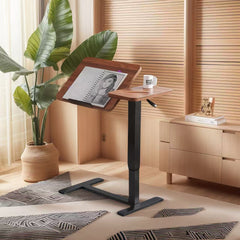 Bellemave® Laptop Stand for Bed Tilting Overbed Table with Wheels, Height Adjustable Tray Bedside Table for Laptop Bed Sofa, WALNUT - Bellemave