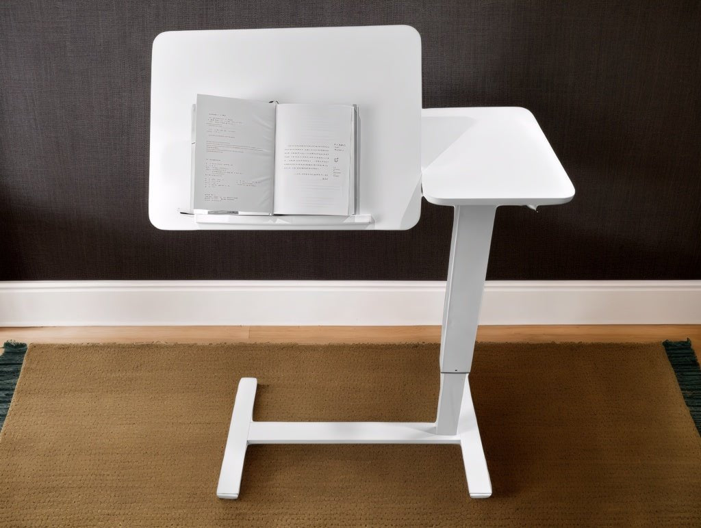 Bellemave® Laptop Stand for Bed Tilting Overbed Table with Wheels, Height Adjustable Tray Bedside Table for Laptop Bed Sofa, WALNUT - Bellemave