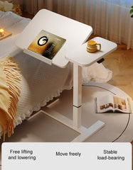 Bellemave® Laptop Stand for Bed Tilting Overbed Table with Wheels, Height Adjustable Tray Bedside Table for Laptop Bed Sofa, WALNUT - Bellemave