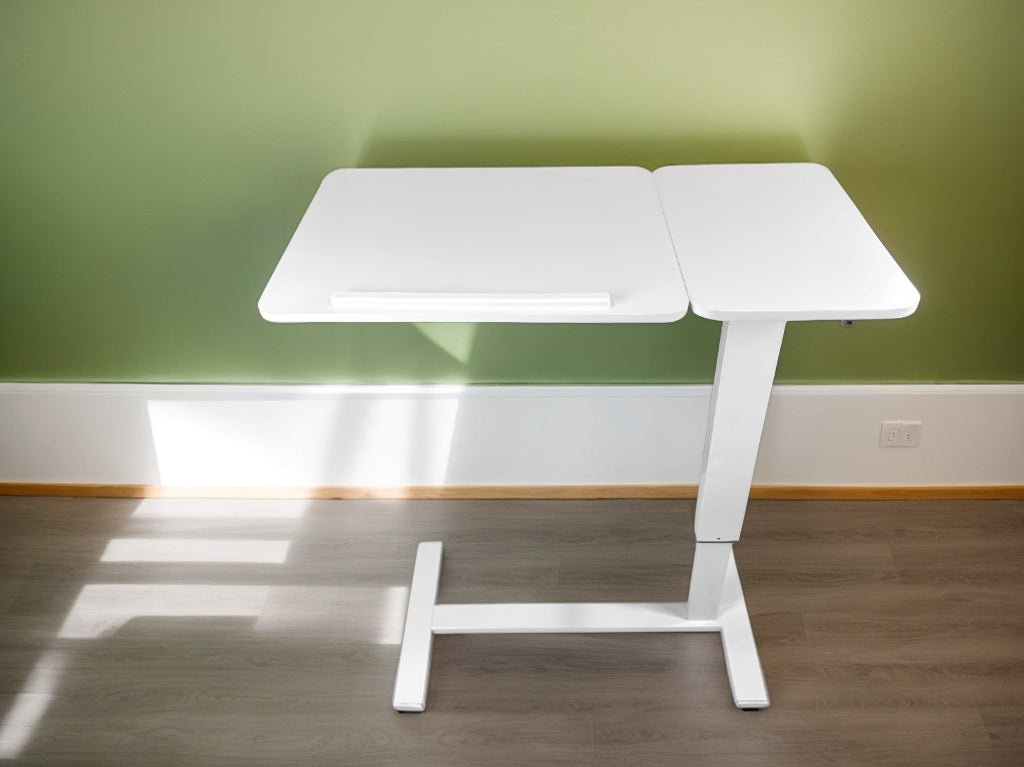 Bellemave® Laptop Stand for Bed Tilting Overbed Table with Wheels, Height Adjustable Tray Bedside Table for Laptop Bed Sofa, WALNUT - Bellemave