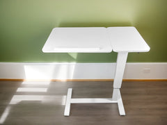 Bellemave® Laptop Stand for Bed Tilting Overbed Table with Wheels, Height Adjustable Tray Bedside Table for Laptop Bed Sofa, WALNUT - Bellemave