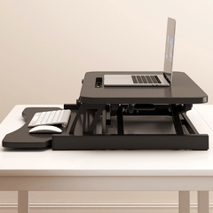 Bellemave® Laptop Stand for Bed Tilting Overbed Table with Wheels, Height Adjustable Tray Bedside Table for Laptop Bed Sofa, WALNUT - Bellemave