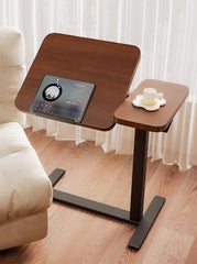Bellemave® Laptop Stand for Bed Tilting Overbed Table with Wheels, Height Adjustable Tray Bedside Table for Laptop Bed Sofa, WALNUT - Bellemave