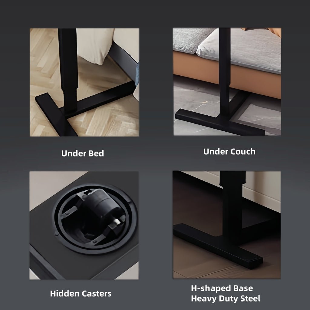 Bellemave® Laptop Stand for Bed Tilting Overbed Table with Wheels, Height Adjustable Tray Bedside Table for Laptop Bed Sofa, WALNUT - Bellemave