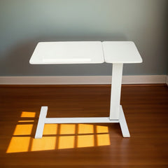 Bellemave® Laptop Stand for Bed Tilting Overbed Table with Wheels, Height Adjustable Tray Bedside Table for Laptop Bed Sofa, WALNUT - Bellemave