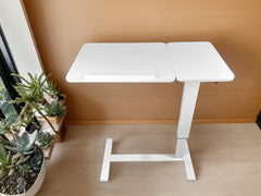 Bellemave® Laptop Stand for Bed Tilting Overbed Table with Wheels, Height Adjustable Tray Bedside Table for Laptop Bed Sofa, WALNUT - Bellemave