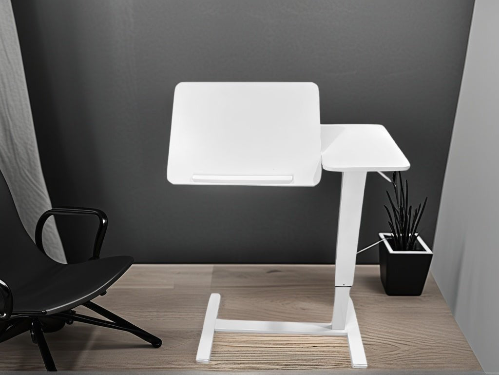 Bellemave® Laptop Stand for Bed Tilting Overbed Table with Wheels, Height Adjustable Tray Bedside Table for Laptop Bed Sofa, WALNUT - Bellemave