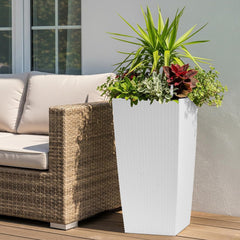 Bellemave® Large Flower Pot 30" Tall, Self - Watering Planter with Water Level Monitor, Drainage & Inner Tray - Bellemave