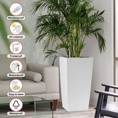 Bellemave® Large Flower Pot 30" Tall, Self - Watering Planter with Water Level Monitor, Drainage & Inner Tray - Bellemave