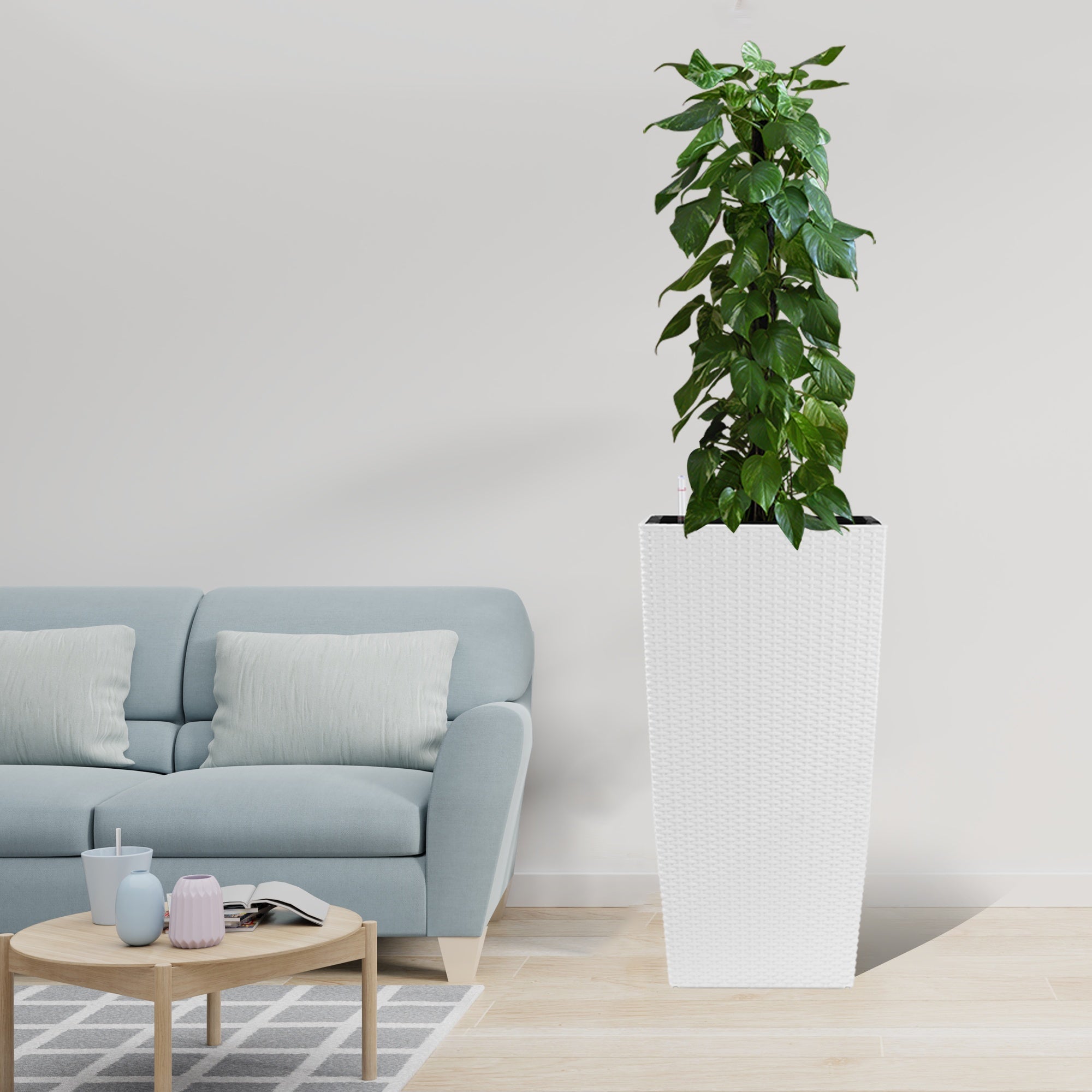 Bellemave® Large Flower Pot 30" Tall, Self - Watering Planter with Water Level Monitor, Drainage & Inner Tray - Bellemave