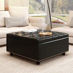 Bellemave® Large Square Storage Stool with Two Garage Doors - Bellemave