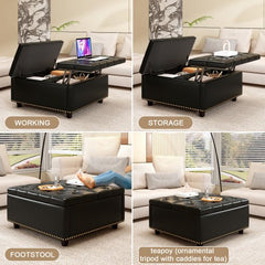 Bellemave® Large Square Storage Stool with Two Garage Doors - Bellemave