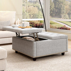 Bellemave® Large Square Storage Stool with Two Garage Doors - Bellemave