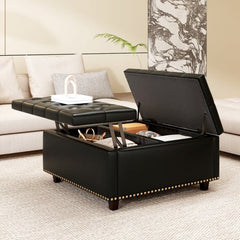 Bellemave® Large Square Storage Stool with Two Garage Doors - Bellemave