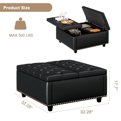 Bellemave® Large Square Storage Stool with Two Garage Doors - Bellemave