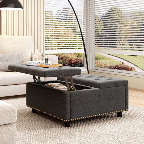 Bellemave® Large Square Storage Stool with Two Garage Doors - Bellemave