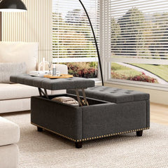 Bellemave® Large Square Storage Stool with Two Garage Doors - Bellemave