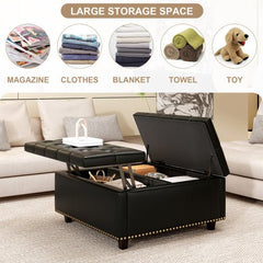Bellemave® Large Square Storage Stool with Two Garage Doors - Bellemave