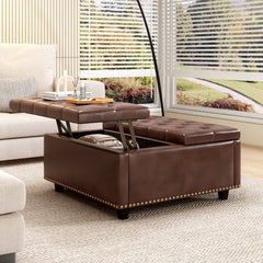 Bellemave® Large Square Storage Stool with Two Garage Doors - Bellemave