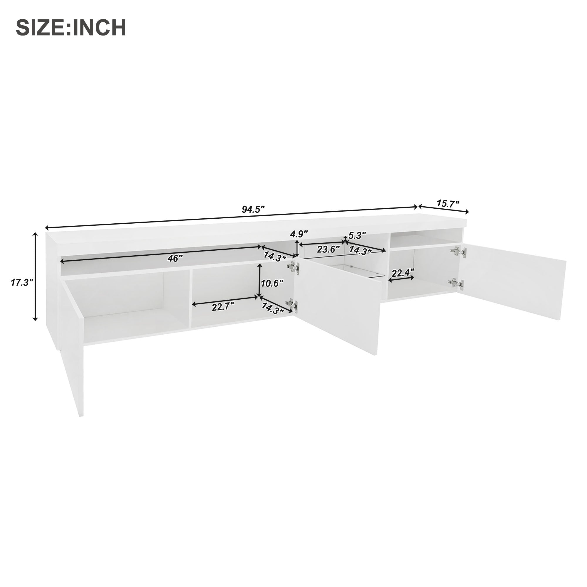Bellemave® LED TV Stand for TVs Up to 105" with 2 Glass Shelves,Versatile TV Cabinet with LED Color Changing Lights for Living Room - Bellemave