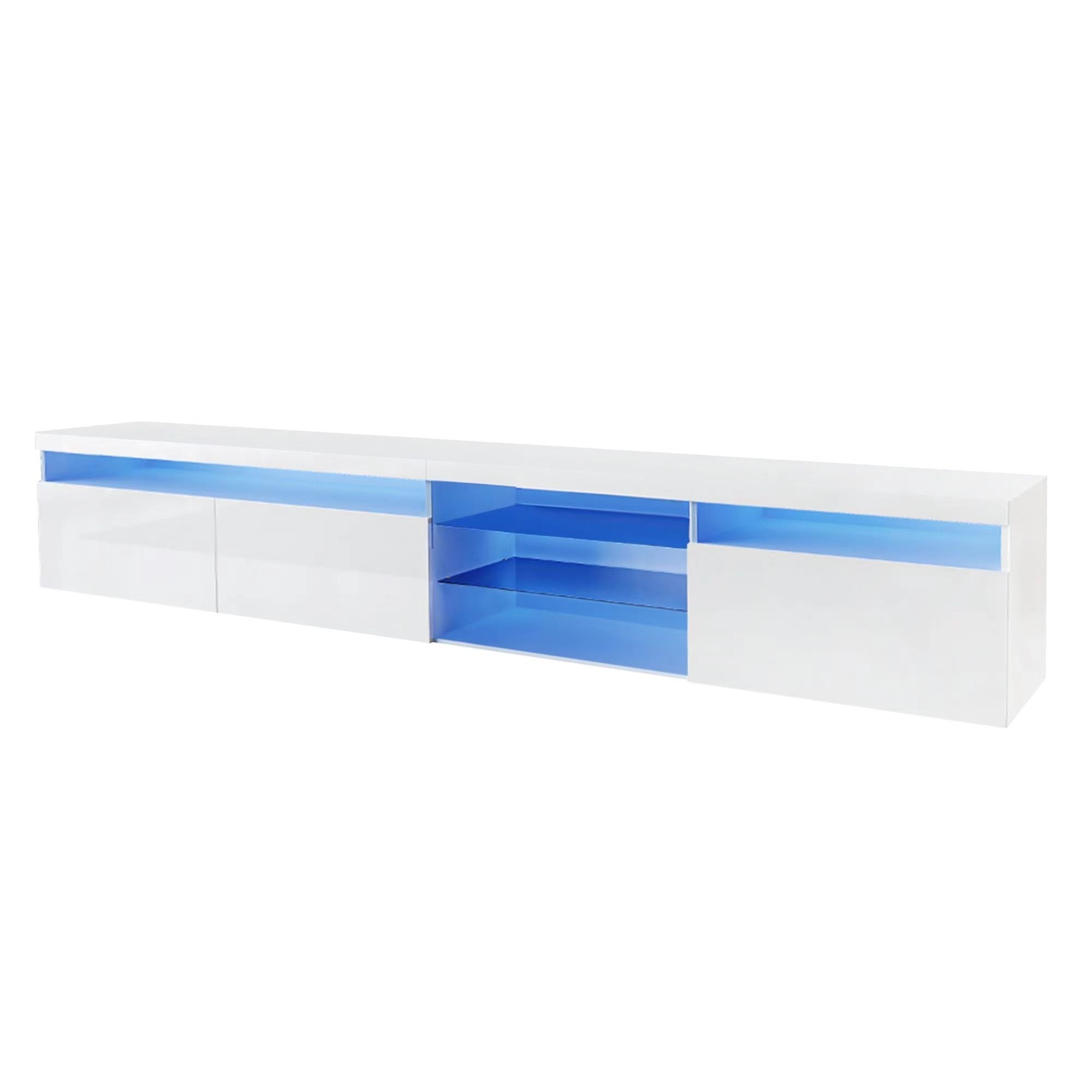 Bellemave® LED TV Stand for TVs Up to 105" with 2 Glass Shelves,Versatile TV Cabinet with LED Color Changing Lights for Living Room - Bellemave