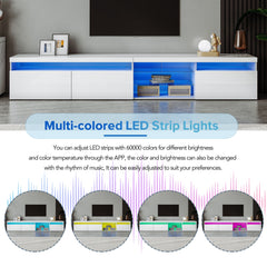 Bellemave® LED TV Stand for TVs Up to 105" with 2 Glass Shelves,Versatile TV Cabinet with LED Color Changing Lights for Living Room - Bellemave