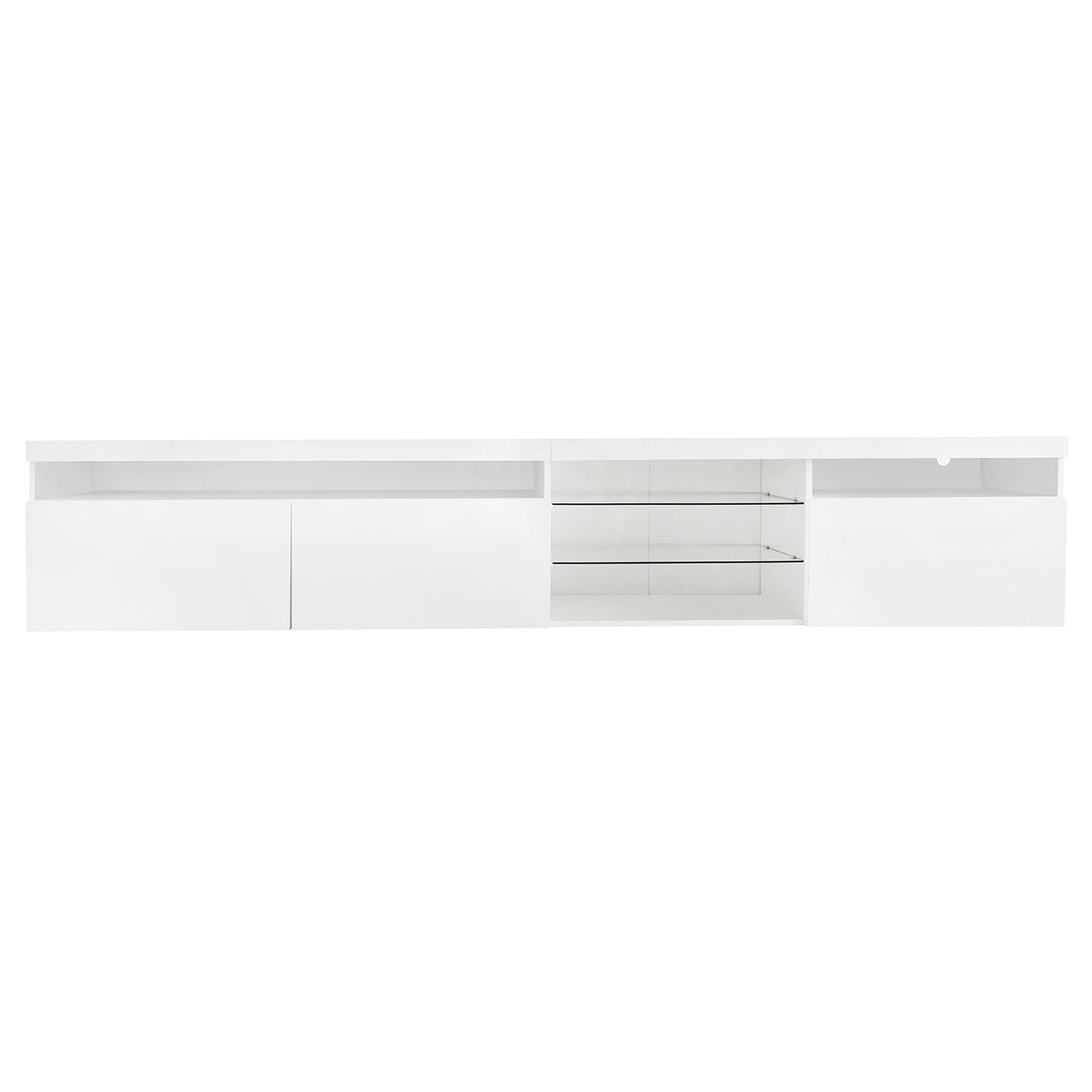 Bellemave® LED TV Stand for TVs Up to 105" with 2 Glass Shelves,Versatile TV Cabinet with LED Color Changing Lights for Living Room - Bellemave