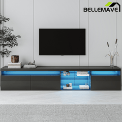 Bellemave® LED TV Stand for TVs Up to 105" with 2 Glass Shelves,Versatile TV Cabinet with LED Color Changing Lights for Living Room - Bellemave