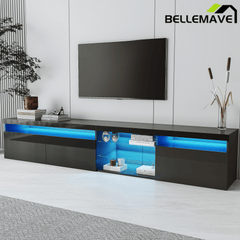 Bellemave® LED TV Stand for TVs Up to 105" with 2 Glass Shelves,Versatile TV Cabinet with LED Color Changing Lights for Living Room - Bellemave