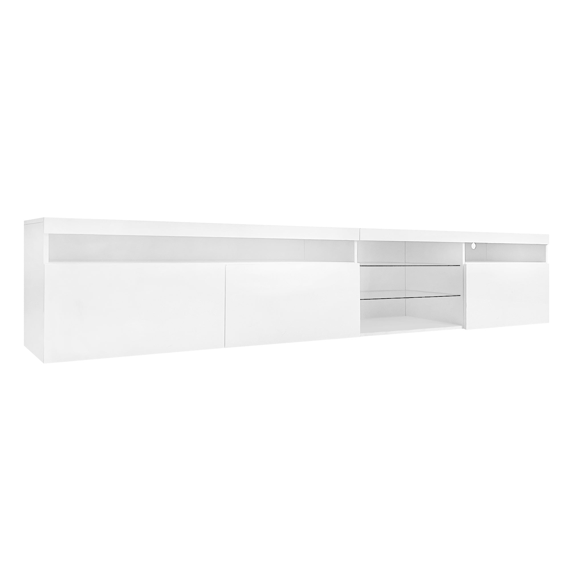 Bellemave® LED TV Stand for TVs Up to 105" with 2 Glass Shelves,Versatile TV Cabinet with LED Color Changing Lights for Living Room - Bellemave