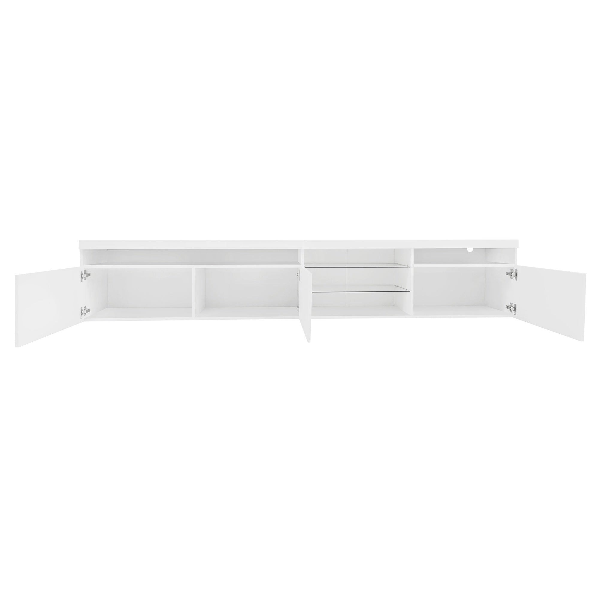 Bellemave® LED TV Stand for TVs Up to 105" with 2 Glass Shelves,Versatile TV Cabinet with LED Color Changing Lights for Living Room - Bellemave