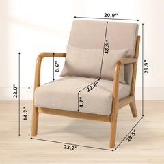 Bellemave® Leisure Chair with Solid Wood Armrest and Feet - Bellemave