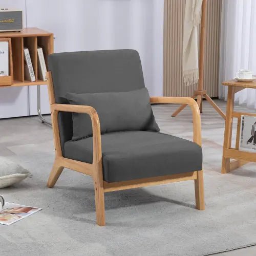 Bellemave® Leisure Chair with Solid Wood Armrest and Feet - Bellemave