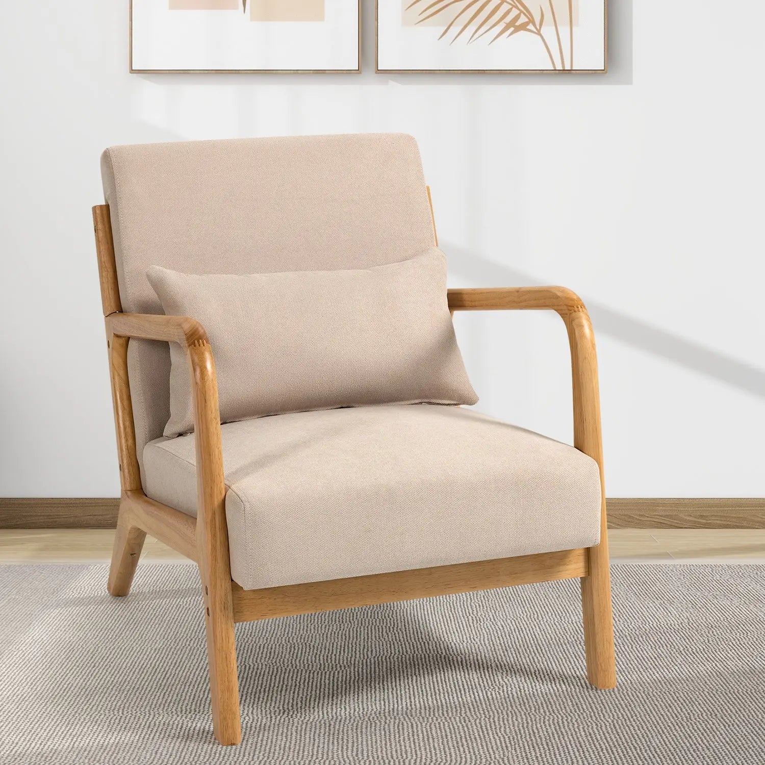 Bellemave® Leisure Chair with Solid Wood Armrest and Feet - Bellemave