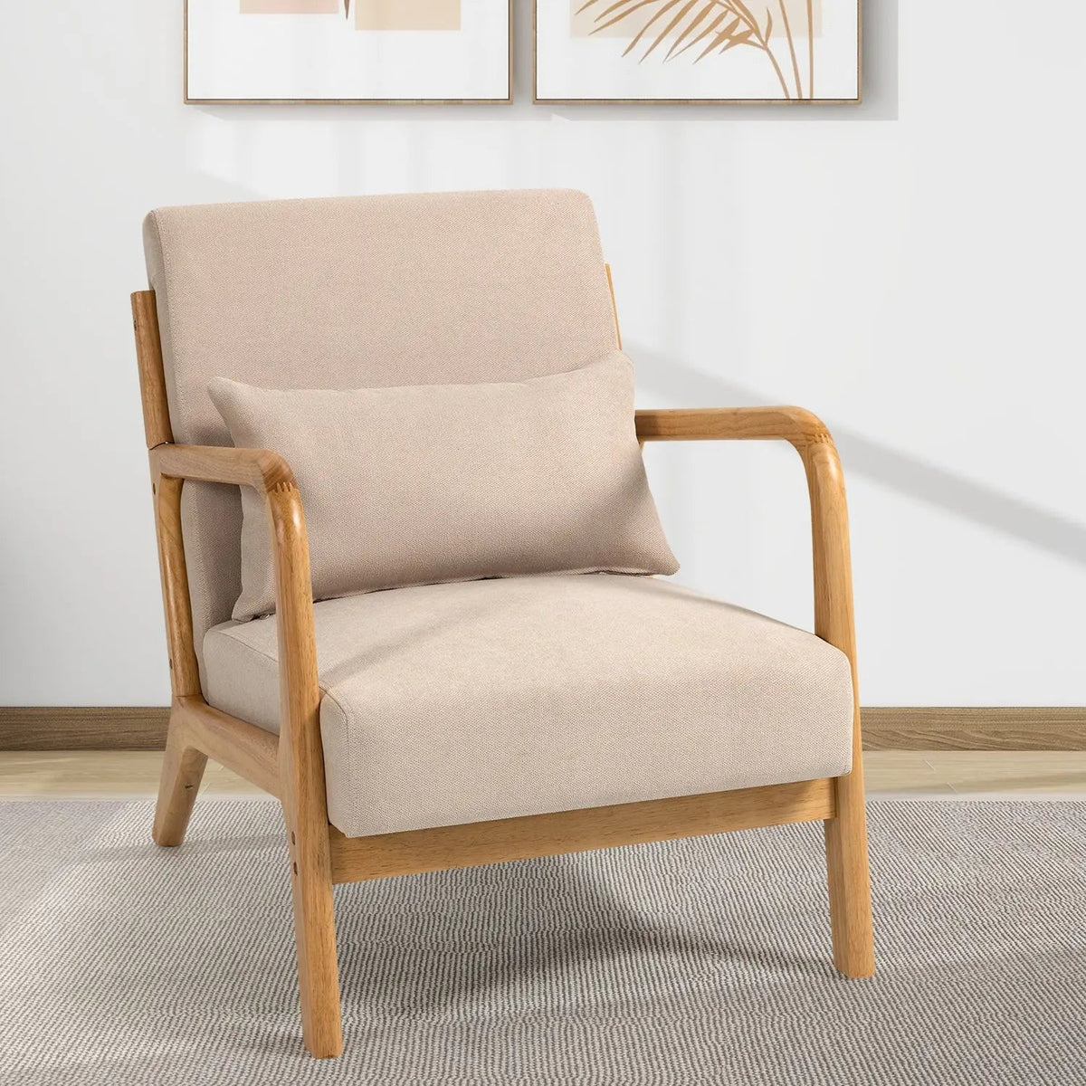Bellemave® Leisure Chair with Solid Wood Armrest and Feet - Bellemave