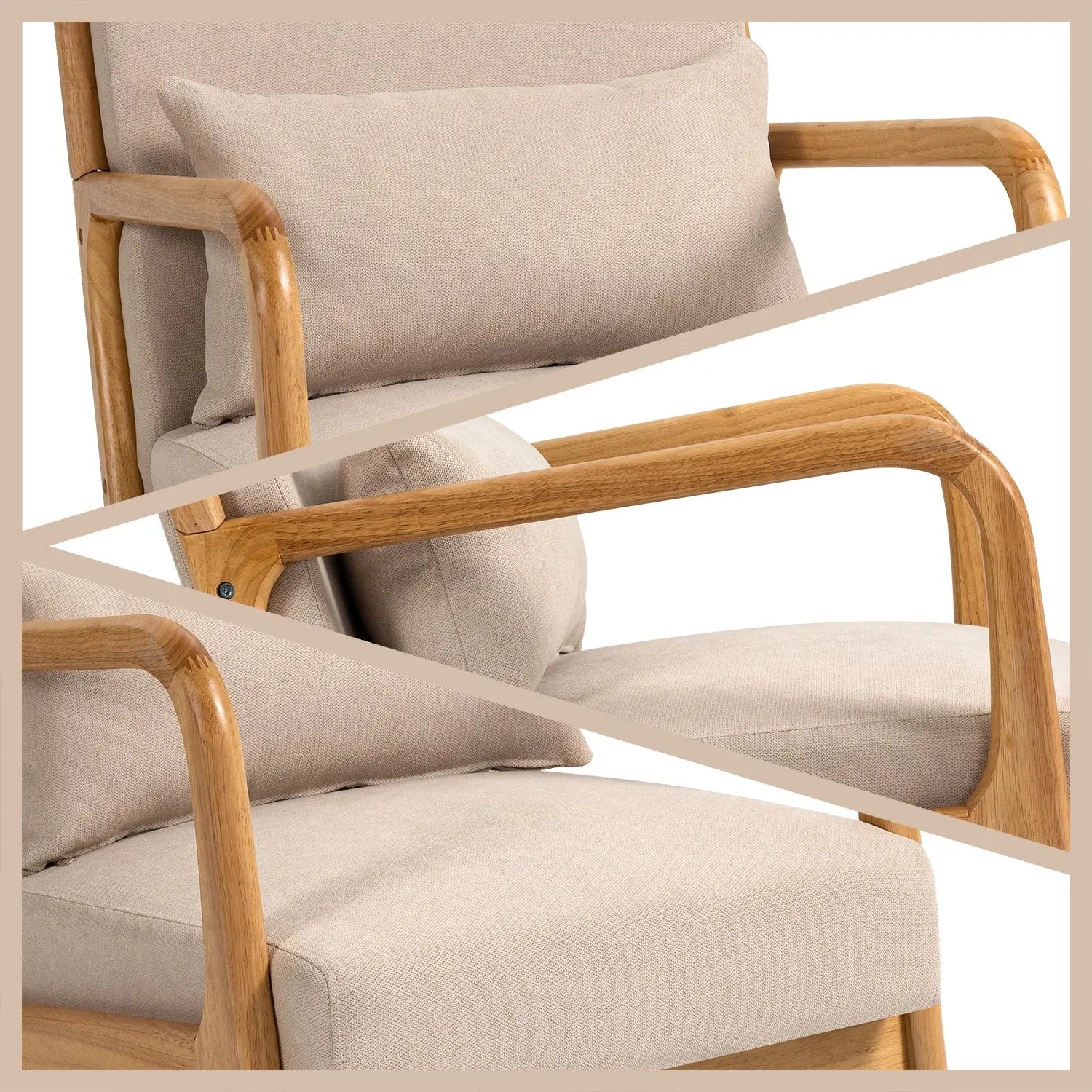 Bellemave® Leisure Chair with Solid Wood Armrest and Feet - Bellemave