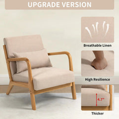 Bellemave® Leisure Chair with Solid Wood Armrest and Feet - Bellemave