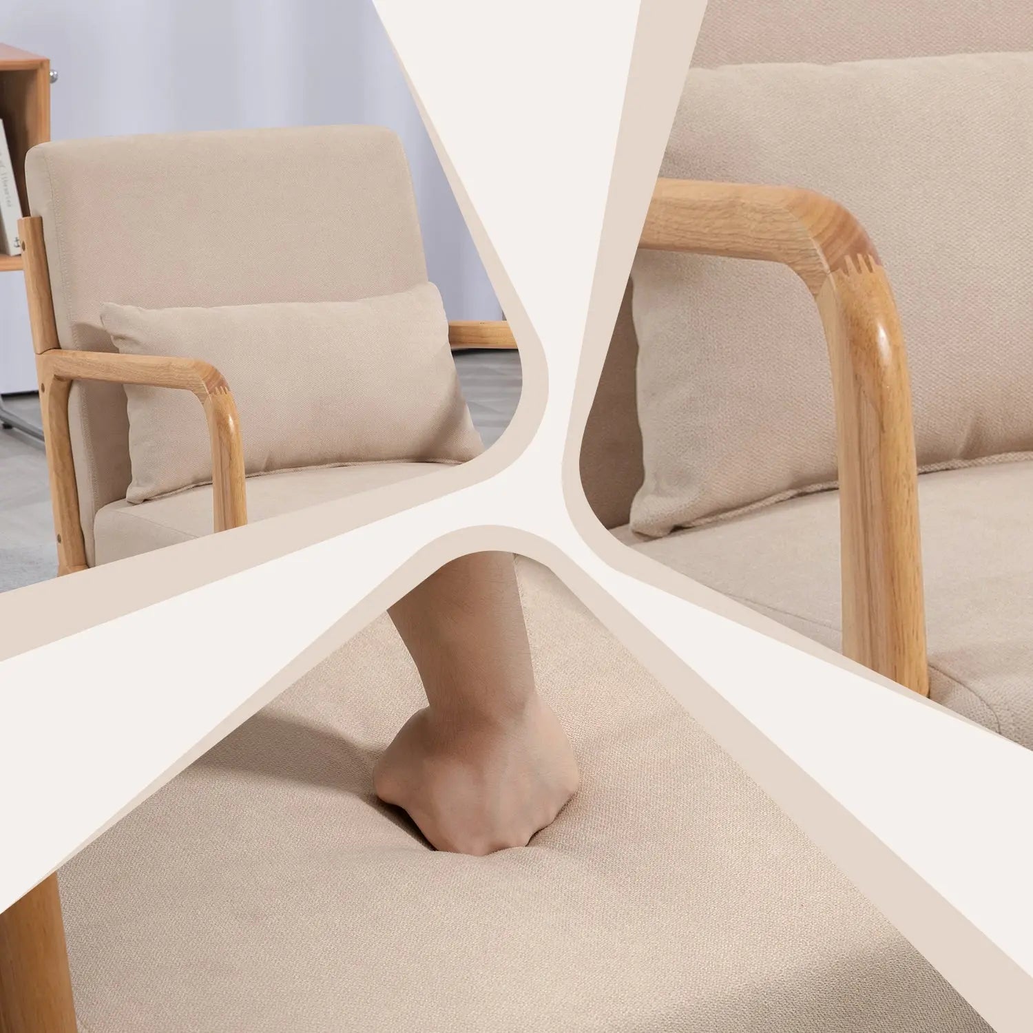 Bellemave® Leisure Chair with Solid Wood Armrest and Feet - Bellemave